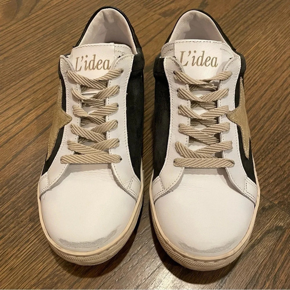 L’idea by Lori Star Factory Distressed Leather Sneakers - Picture 2 of 13